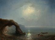 Eduard Hildebrandt Felsen bei Capri mit Fischern oil painting reproduction